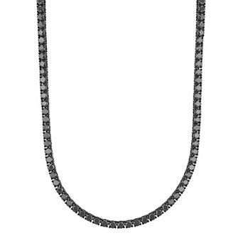Steel Nation Men's Ion-Plated Stainless Steel Spinel Tennis Necklace