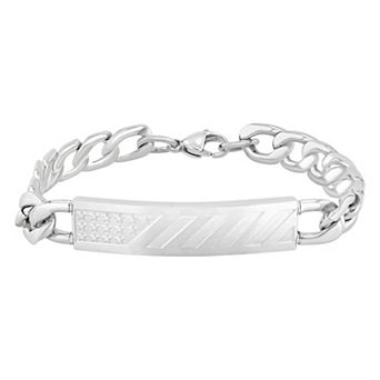 Steel Nation Men's Stainless Steel Patriotic ID Bracelet