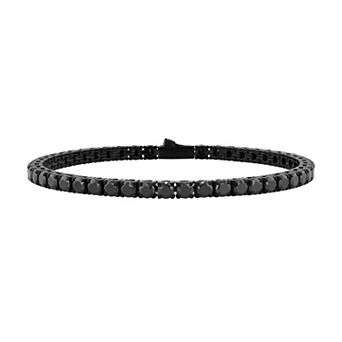 Steel Nation Men's Ion-Plated Stainless Steel Spinel Tennis Bracelet