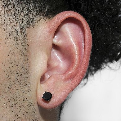 Steel Nation Men's Stainless Steel Crystal 3-Pair Stud Earring Set