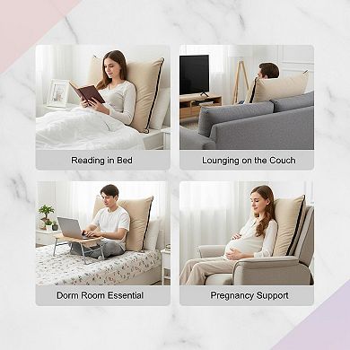 Memory Foam Reading Pillow with Arms Support Bed Couch TV Lounge Portable Storage