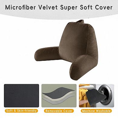 Reading Pillow Shredded Memory Foam Extend Arms Pockets Washable Cover Bed Support