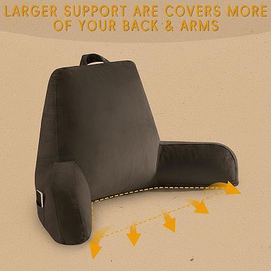 Reading Pillow Shredded Memory Foam Extend Arms Pockets Washable Cover Bed Support
