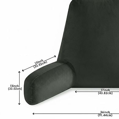 Reading Pillow Shredded Memory Foam Extend Arms Pockets Washable Cover Bed Support