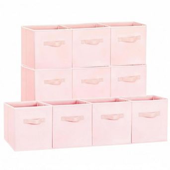 Storage Cubes Fabric Collapsible Sturdy Dual Handles Multi Use Organizer for Shelves Closet