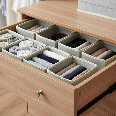 Foldable Cloth Storage Organizer Bins Set of 9 Stackable Fabric Baskets for Underwear Bras Socks