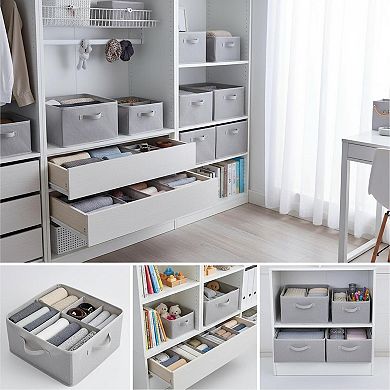 Foldable Cloth Storage Organizer Bins Set of 9 Stackable Fabric Baskets for Underwear Bras Socks