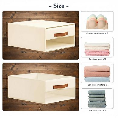 Closet Organizers Fabric Drawers Stackable Foldable Clear Window Storage Bins
