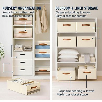 Closet Organizers Fabric Drawers Stackable Foldable Clear Window Storage Bins