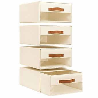 Closet Organizers Fabric Drawers Stackable Foldable Clear Window Storage Bins