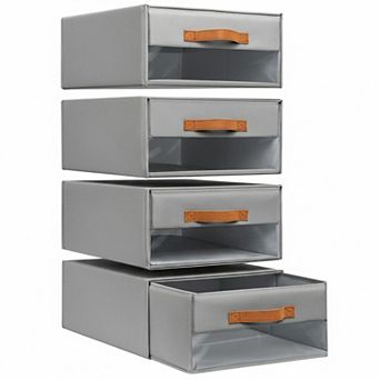 Closet Organizers Fabric Drawers Stackable Foldable Clear Window Storage Bins