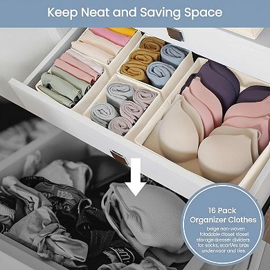 Drawer Organizer Set Foldable Closet Storage Dividers for Clothes Socks Bra Ties Scarves