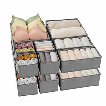 Drawer Organizer Set Foldable Closet Storage Dividers for Clothes Socks Bra Ties Scarves
