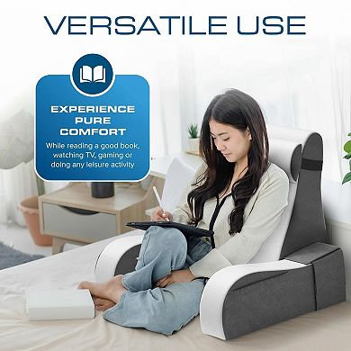 Wedge Reading Pillow with Arms Plush Backrest for Bed TV Reading Gaming