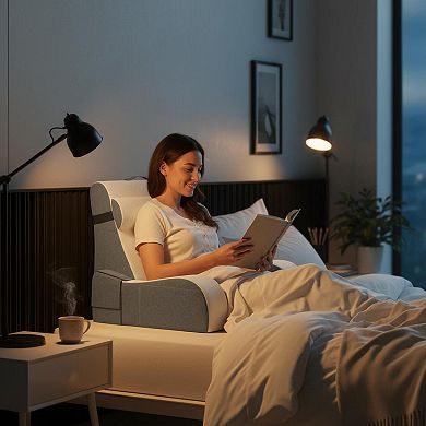 Wedge Reading Pillow with Arms Plush Backrest for Bed TV Reading Gaming