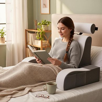 Wedge Reading Pillow with Arms Plush Backrest for Bed TV Reading Gaming