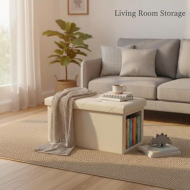 Storage Ottoman Bench Padded Seat 660lbs Support Foldable Foot Rest Shoe Storage