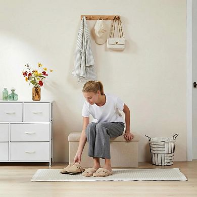 Storage Ottoman Bench Padded Seat 660lbs Support Foldable Foot Rest Shoe Storage