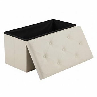 Storage Ottoman Bench Padded Seat 660lbs Support Foldable Foot Rest Shoe Storage