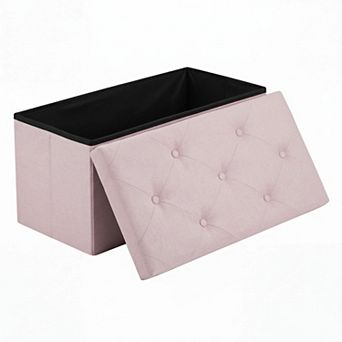 Storage Ottoman Bench Padded Seat 660lbs Support Foldable Foot Rest Shoe Storage