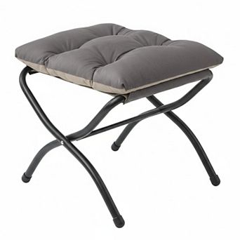 Folding Ottoman Footrest Stool Sturdy Metal Frame, Removable Cushion, Non-Slip, No Installation