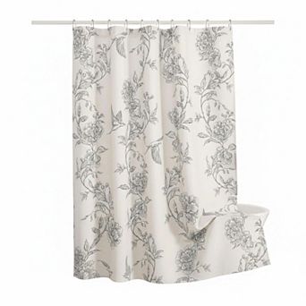Cotton Floral Hummingbird Cottagecore Shower Curtain Set Spring Country Bathroom Decor