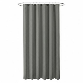 White 3D Embossed Herringbone Fabric Shower Curtain Set with Hooks