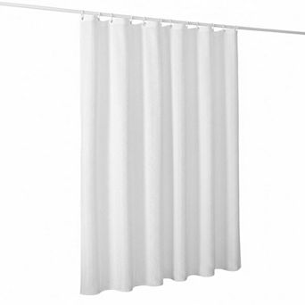 White 3D Embossed Herringbone Fabric Shower Curtain Set with Hooks