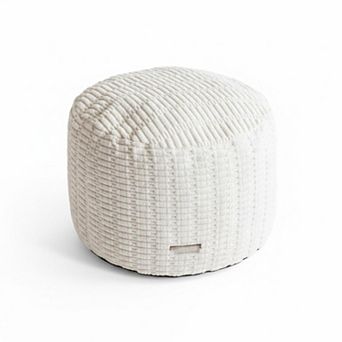 Round Foam Filled Pouf Ottoman Modern Plush Foot Rest Decorative Seating
