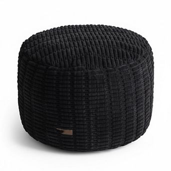 Round Foam Filled Pouf Ottoman Modern Plush Foot Rest Decorative Seating