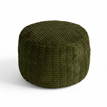 Round Foam Filled Pouf Ottoman Modern Plush Foot Rest Decorative Seating