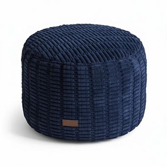Round Foam Filled Pouf Ottoman Modern Plush Foot Rest Decorative Seating