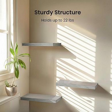 Floating Wall Shelves Set of 3 Sturdy Invisible Brackets MDF Laminate for Bathroom Living Room