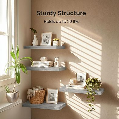 Floating Wall Shelves Set of 3 Sturdy Invisible Brackets MDF Laminate for Bathroom Living Room