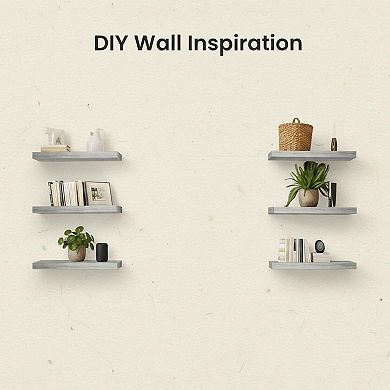 Floating Wall Shelves Set of 3 Sturdy Invisible Brackets MDF Laminate for Bathroom Living Room