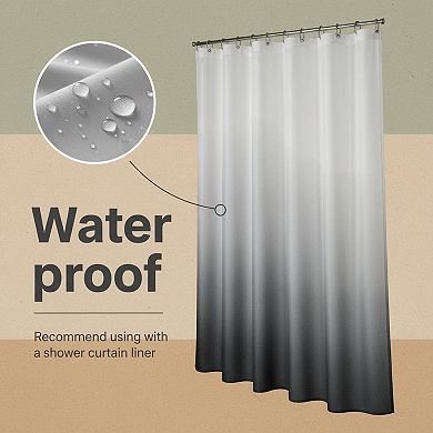 Ombre Wave Shower Curtain Waterproof Fabric Bathroom Decor with 12 Hooks