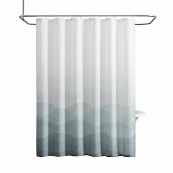 Ombre Wave Shower Curtain Waterproof Fabric Bathroom Decor with 12 Hooks