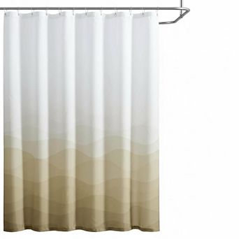 Ombre Wave Shower Curtain Waterproof Fabric Bathroom Decor with 12 Hooks