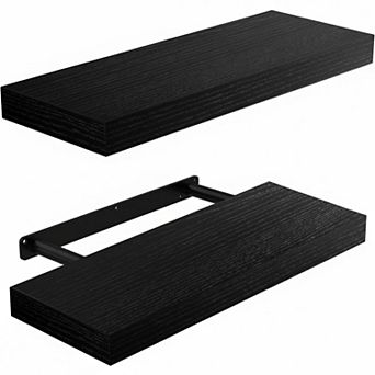 Floating Shelves Wall Mounted MDF Storage Decor Set of 2