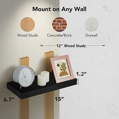 Floating Shelves Wall Mounted MDF Storage Decor Set of 2