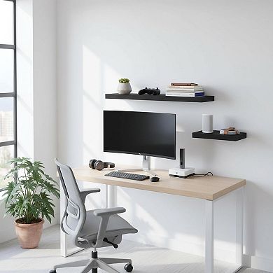 Floating Shelves Wall Mounted MDF Storage Decor Set of 2