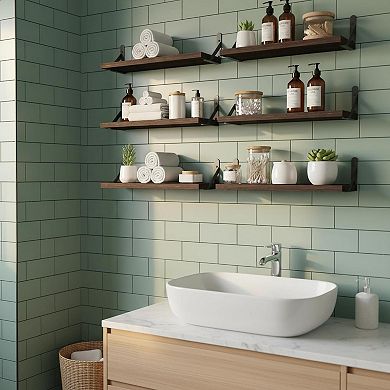 Floating Shelves for Wall Sturdy Wood Mounted Storage for Bedroom Bathroom Living Room Kitchen Decor
