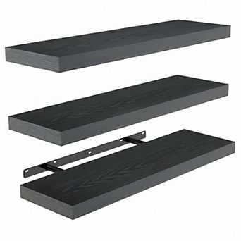 Floating Shelves Wall Mounted Rustic Wood Set of 3 22lbs Capacity