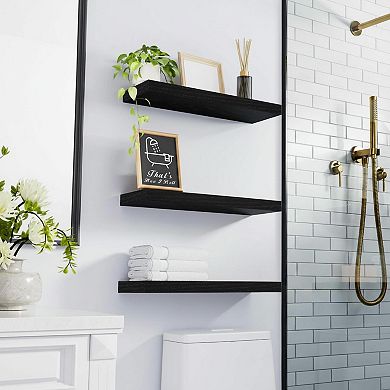 Floating Shelves Wall Mounted Rustic Wood Set of 3 22lbs Capacity