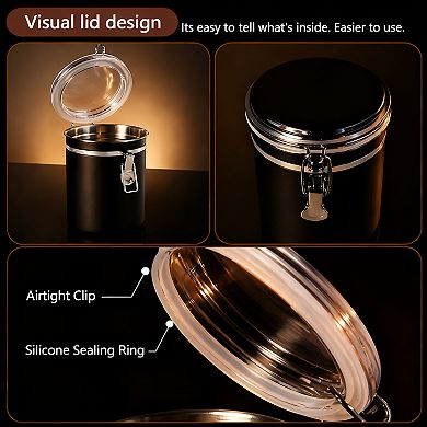 Stainless Steel Airtight Food Storage Containers Stackable Clear Lids Cereal Snacks Spices Sugar Tea