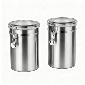 Stainless Steel Airtight Food Storage Containers Stackable Clear Lids Cereal Snacks Spices Sugar Tea
