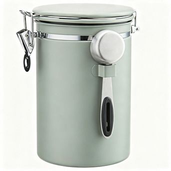 Stainless Steel Airtight Coffee Canister with Date Tracker Scoop for Beans Ground Sugar Tea Storage