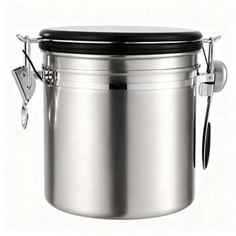 Stainless Steel Airtight Coffee Canister with Date Tracker Scoop for Beans Ground Sugar Tea Storage