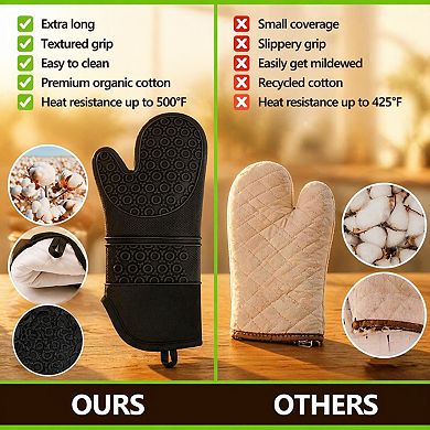 Silicone Oven Mitts & Pot Holders Set (6-Piece) Heat Resistant 500°F Kitchen Baking Trivets Mini