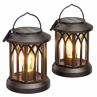 Solar Lanterns Outdoor Waterproof Hanging Lights LED Garden Patio Yard Decor 2 Pack